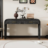 TREXM Unique Retro Silhouette Console Table with Open Style, Two Top Drawers for Entrance, Dinning WF317094AAB