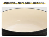 Cast iron 7.5QT cooking pot - Pure black - includes two silicone gloves - Enamel pot 77846550