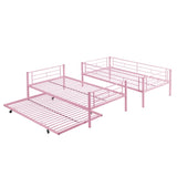 ZNTS METAL Bunk Bed with trundle Pink W311P256413