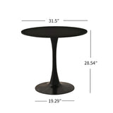 ZNTS 31.5" Round Dining Table, Mid-Century Black Tulip Table, Metal Base Pedestal Table for 2-4 70736045