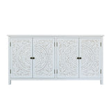 60"White Accent with 4 Doors, Rustic Wood Sideboard Pantry - Versatile Buffet W2295P306910
