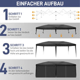 ZNTS 3 x 6m Four Windows Practical Waterproof Folding Tent Black 83265586