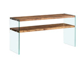 MDF Console Table, Big Side Table, Walnut Tempered Glass Desk,Entry Table W1718P321602