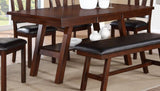 ZNTS Dining Table Rectangle Dining Table w Shelve 1pc Table Only Rubber wood Dark Walnut Finish Dining B011P192196