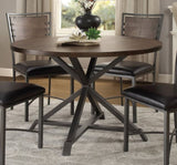 Industrial Style Round Table 1pc Burnished Brown finish and gray metal finish Rustic Style B011P199728