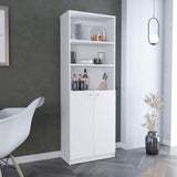 Home 2-Door Bookcase, Modern Storage Unit with Dual Doors and Multi-Tier Shelves -White -Office B200137830
