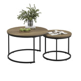 Nesting Coffee Table Set of 2, 27.6inch Round Coffee Table Industrial Wood Finish with Sturdy Metal 47776106