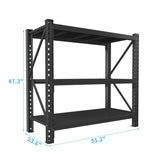 3-Tier Industrial Shelving Rack - 47in, Heavy Duty Steel Shelving Unit Adjustable, 51.2" W*23.6" W1831P245696