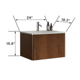 U046-Etna24W-305 Etna 24" Striped Walnut Bathroom Vanity with White Ceramic Sink, Wall Mounted W1865128395