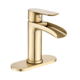 Waterfall Bathroom Faucet Single Handle Bathroom Sink Faucets 1 or 3 Hole Solid Vanity Faucet with W1224P227673