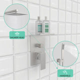Rainfall Shower System With Storage Rack 10 inch Shower Faucet Set Brushed Nickel High Pressure T3177P269147