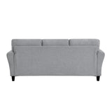 ZNTS Modern 1pc Sofa Dark Gray Textured Fabric Upholstered Rounded Arms Attached Cushions Transitional B01146750