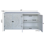 60"White Accent with 4 Doors, Rustic Wood Sideboard Pantry - Versatile Buffet W2295P306910