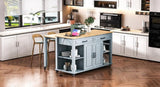 K&K 47 inch Kitchen Island with Extendable Dining Table, Rubber Wood Veneer Kitchen Table with N707P215327G