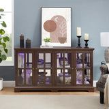 LED Curio Display Cabinet Antique Display Cabinet with Glass Doors Adjustable Shelves for W2275P231691