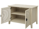 Hollow-Carved 2 Door Accent Cabinet Sideboard Buffet Storage Cabinet with Adjustable Shelf for W688P225282