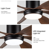 66" Vintage Ceiling Fan Lighting with Brown Blades in Integrated LED W1367121888