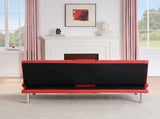 67-inch Red Leather Multifunctional Double Folding Sofa Bed with Coffee Table for Office Use W6295P549835