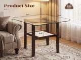 24-Inch 2-Tier Square Glass Coffee Table, Modern Tempered Glass Center Table with 96961414