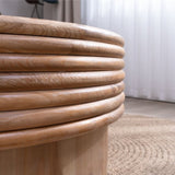 Round Wooden Coffee Table with Hidden Storage - 30.3" Modern Rustic Centerpiece for Living Room , W2729P270752
