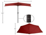 9FT Outdoor Half Patio Umbrella - Balcony Furniture, Red 12069674