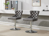 Thick Chrome Swivel Velvet Barstools,Adjustable 25-33