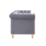 Chesterfield Velvet Sofa 84.65 inch for Living Room Light Grey Color W579P326878