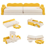 12-Piece Modular Kids Sofa Set All-Sponge Construction Yellow & White Colorblock Corduroy Free 86745873