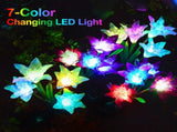 Outdoor Solar Lights, 4 Pack Solar Garden Light with Bigger Lily Flowers, Waterproof 7 Color 87382958