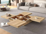 Square Veneer Coffee Table Sliding Top with Storage in Natural Wood Grain 39.4'' N735P388120N