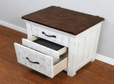 3 Drawers Nightstand with USB Chargers, Distressed White and Walnut B016P252820