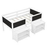 ZNTS Twin Size Low Loft Bed with Two Movable Shelves and Ladder,with Decorative Guardrail 20211914