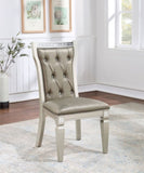 ZNTS Formal Traditional Set of 2 Dining Chairs Champagne / Warm Grey Solid wood Leatherette Cushion B011106629