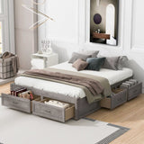 ZNTS Queen Size Platform Bed with 6 Storage Drawers,Antique Gray WF315336AAE