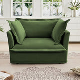 Slip-covered Armchair with 1 Big Back Cushion and 2 Big Toss Pillows, Single Deep Seat Comfy Single W3041P240130