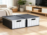 2-Pack 65L Collapsible Storage Bins with Lids, Stackable with Handles, Holds 84 lbs Each, Heavy Duty 54964199