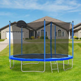 12FT Trampoline for Adults & Kids with Basketball Hoop, Outdoor Trampolines w/Ladder and Safety W28550119