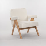 Hengming wooden leg leisure chair with handrails, cushions.uitable for living room, bedroom, study W212P156425