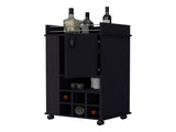 Allandale 1-Door Bar Cart with Wine Rack and Casters Black B062111721