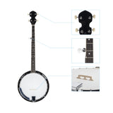 ZNTS Top Grade Exquisite Professional Wood Metal 5-string Banjo White & Wood Color 76375310