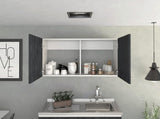 Wall cabinet 19"H, two Doors, two internal Shelves, White/smoked oak B097133160