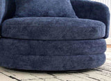30"W Modern Round 360&deg Swivel Barrel Accent Chair with Pillow, Chenille Upholstered Comfy Barrel W3118P462482