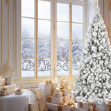 Artificial 7.5ft Flock Christmas Tree with 1252PVC/Hard Needle Mixed Branch Tips,Hinged Premium & 80121024