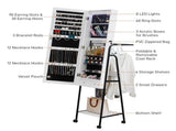 Full mirror wood flooring style, with storage shelves, white light beads, detachable foldable 75722824
