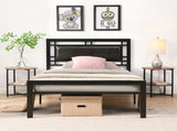 Twin Size metal bed Sturdy System Metal Bed Frame, Modern style and comfort to any bedroom, black W2297P347753