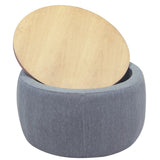 ZNTS Round Storage Ottoman, 2 in 1 Function, Work as End table and Ottoman, Dark Grey W48735178