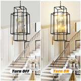 8-Light Metal Lantern Tiered Pendant Hanging Light Fixtures, Industrial Farmhouse Adjustable Height W1592P247755