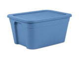 (4 pack) 18 Gallon Tote, Plastic Storage Bin with Snap-on Lid, Stackable, Blue 01884659