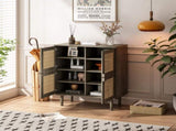 4-Doors Rattan Mesh Storage Cabinet, Sideboard with Eight Storage Spaces, for Entryway, Living Room, W757P198557