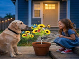 4Pack Solar Sunflower Garden Stake Lights, 3 Sunflower Heads & Butterfly Decor, Warm White LED with 19052995